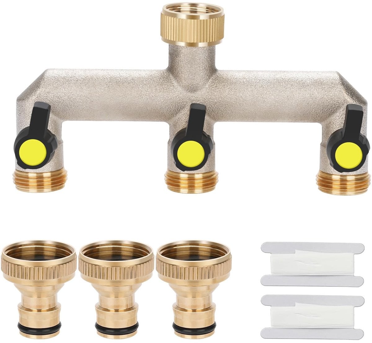 Dailygoods 3-weg waterverdeler van messing met regelbare waterstroom voor de tuin