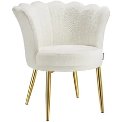 tectake Sessel Stella, dicke Polsterung, 67x64x76cm  Kunstfell Creme/Gold
