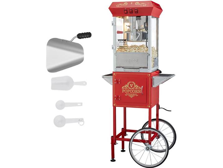 VEVOR Popcornmachine Popcornmachine Popcornmachine met Trolley 850W Popcorn 8oz Rood