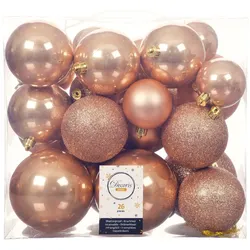 Christmas Decorations 26 Weihnachtskugeln 6-10cm Kunststoff Christbaumkugeln Weihnachtsbaum beige sand