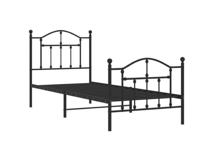 vidaXL Bettgestell mit Kopf- und Fußteil Metall Schwarz 80x200 cm