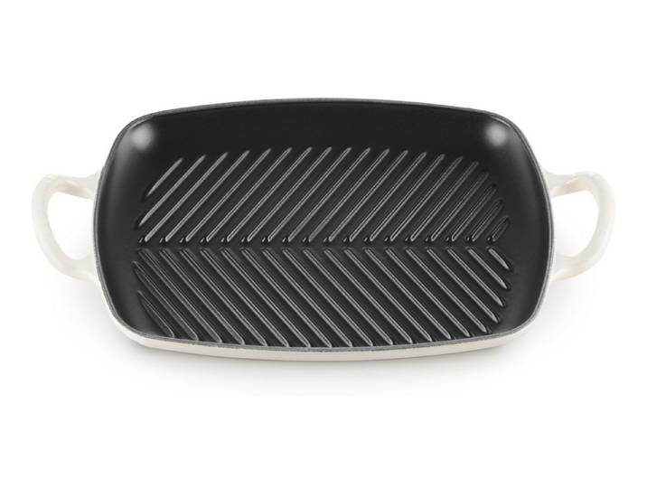 LE CREUSET Servierplatte Grillplatte Signature rechteckig meringue 30cm, Emailliertes Gusseisen, (Grillplatten)