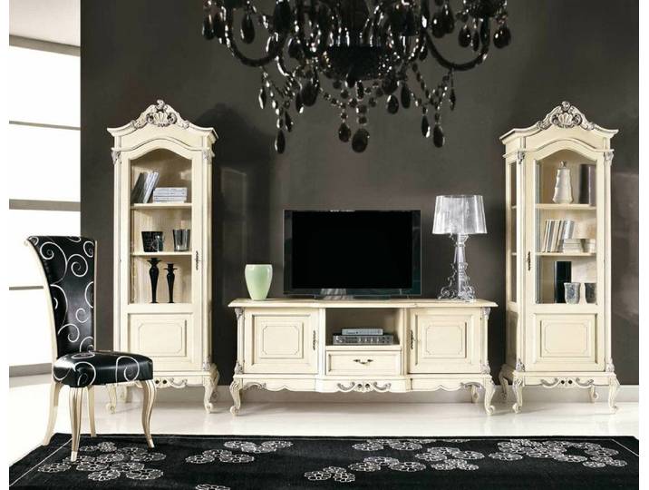Xlmoebel Wohnwand Klassische Wohnwand in Holzoptik mit Vitrine und Sideboard, (3-St., 3tlg wohnzimmer Set(TV-Schrank+2x Vitrine), Hergestellt in Europa