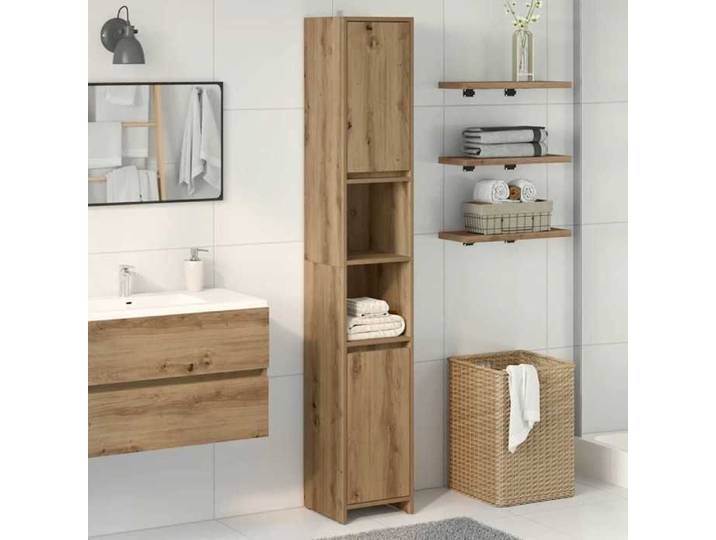 Elégant Cabinet de Rangement Armoire de salle de bain - chêne artisanal - 30x30x183 5 cm &3347381