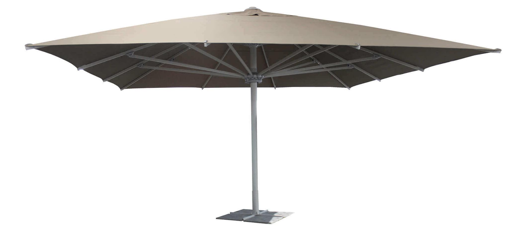 Großer Sonnenschirm für den Garten, 5x5 Meter, mit zentralem, teleskopisch ausfahrbarem Aluminiumgestell und Polyester-Beschattungstuch - Grau