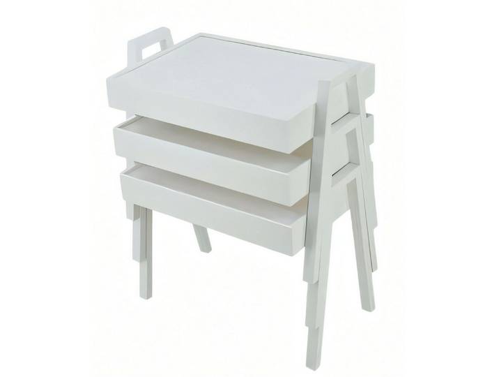 Xlmoebel Satztisch Elegantes weißes Holztisch-Set von XLMOEBEL im modernen Design (Set, 3er-Set Couchtische, weiß), Made in Europa