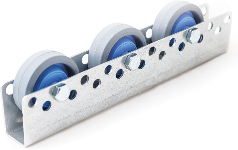 B2B Partner Universal-Rollenschiene, Tragfähigkeit 10 kg, Teilung 75 mm, gummierter Kunststoff