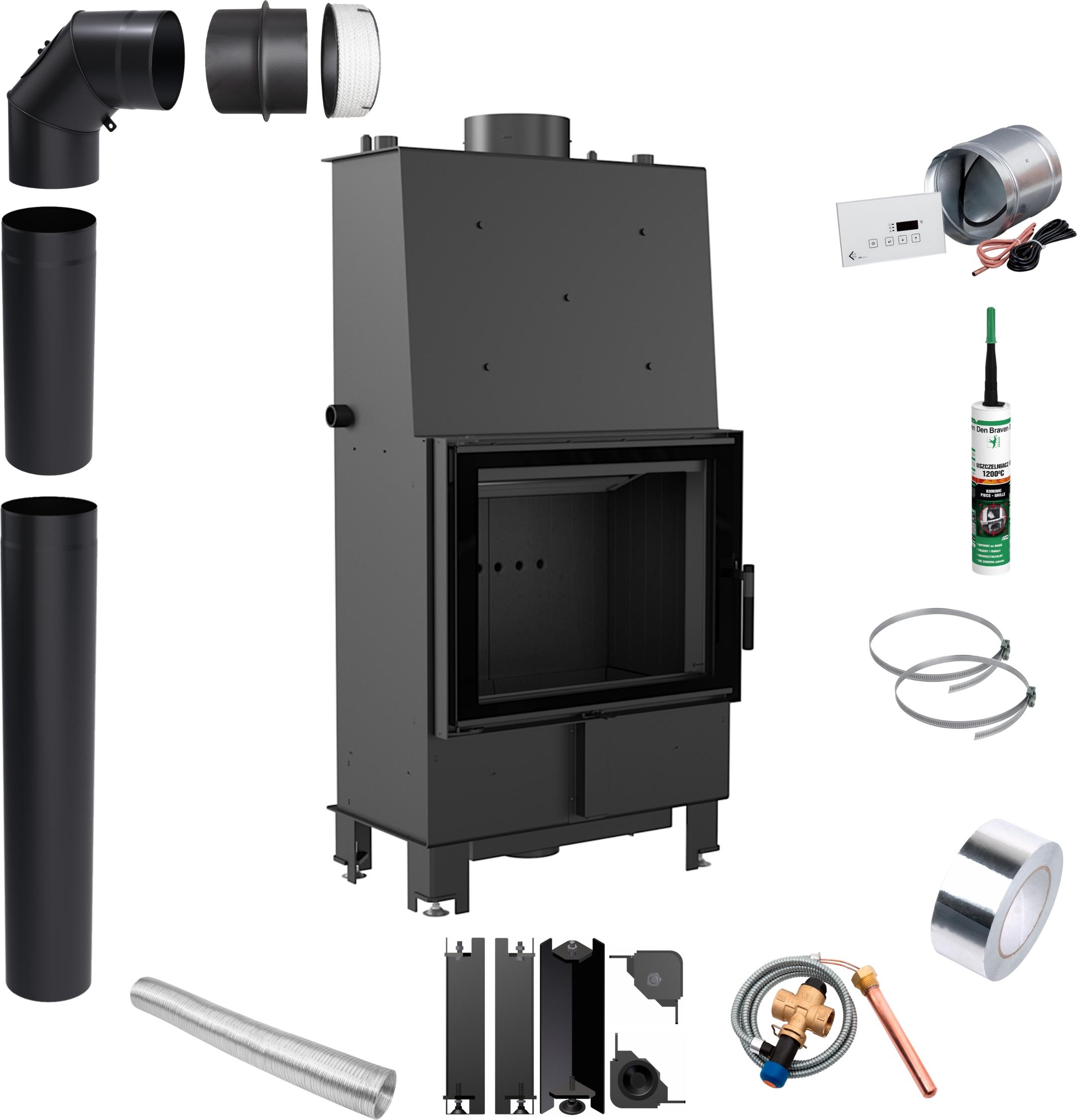 Wasser Kamineinsatz KRATKI LUCY 16kW Ø200 schwarz ECO Montagese