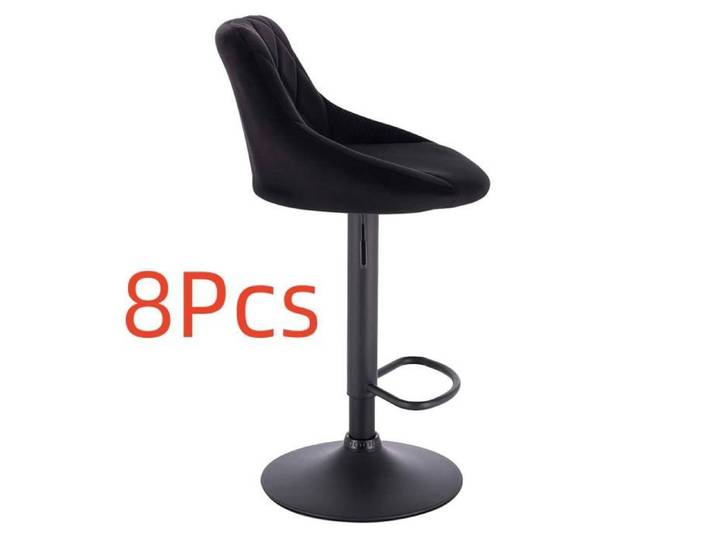 Lot de 8 tabouret de bar en velours noir - GRUS - Hauteur réglable - Poids jusqu'à 120 kg