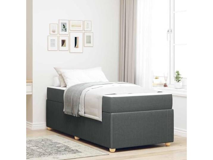 Stoffbezug Schaumstoffrahmen Schlafsofa klare Linien minimalistisch Grau 80 Bettrahmen mit Matratze Dunkelgrau 80 x 200 cm Stoff Schlafsofa Einzelbett mit Lattenrost stabiles Gestell für Schlafzimmer