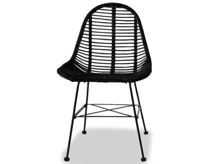 KLGBNCVE Esszimmerstühle 2 STK. Natur Rattan Schwarz Kolonialstil,Schmiedeeisen Beine,ergonomischer Sitz,leicht zu reinigen,maximal 110 kg