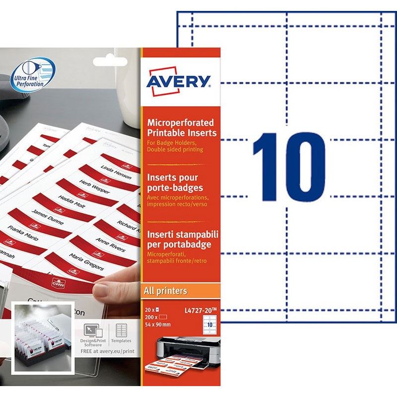 AVERY Zweckform Einsteckschilder für Namensschilder 90,0 x 54,0 mm, 200 St.