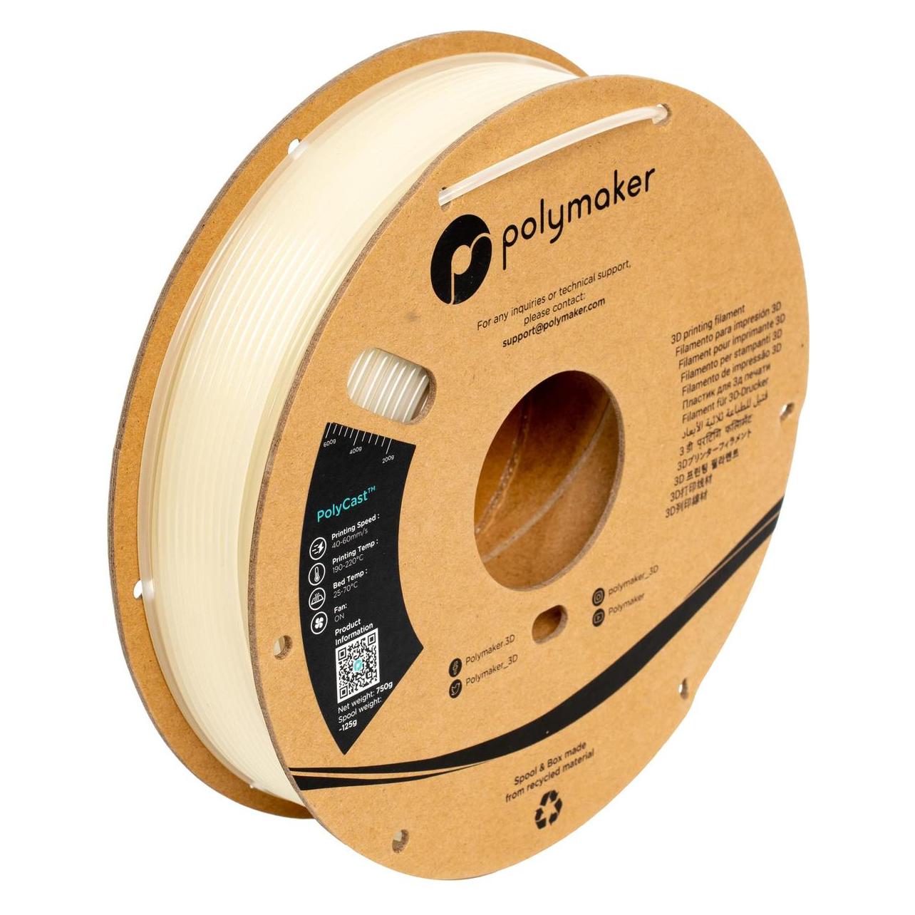 Polymaker PolyCast - Natural - 1.75mm (750 g, 1.75 mm) (70813)