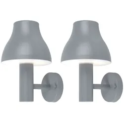 Wandleuchte Außen Wandlampe Hofleuchte grau Gartenleuchte Wand Aussen, Aluminium, 1x LED 7W 680Lm warmweiß, 2er Set