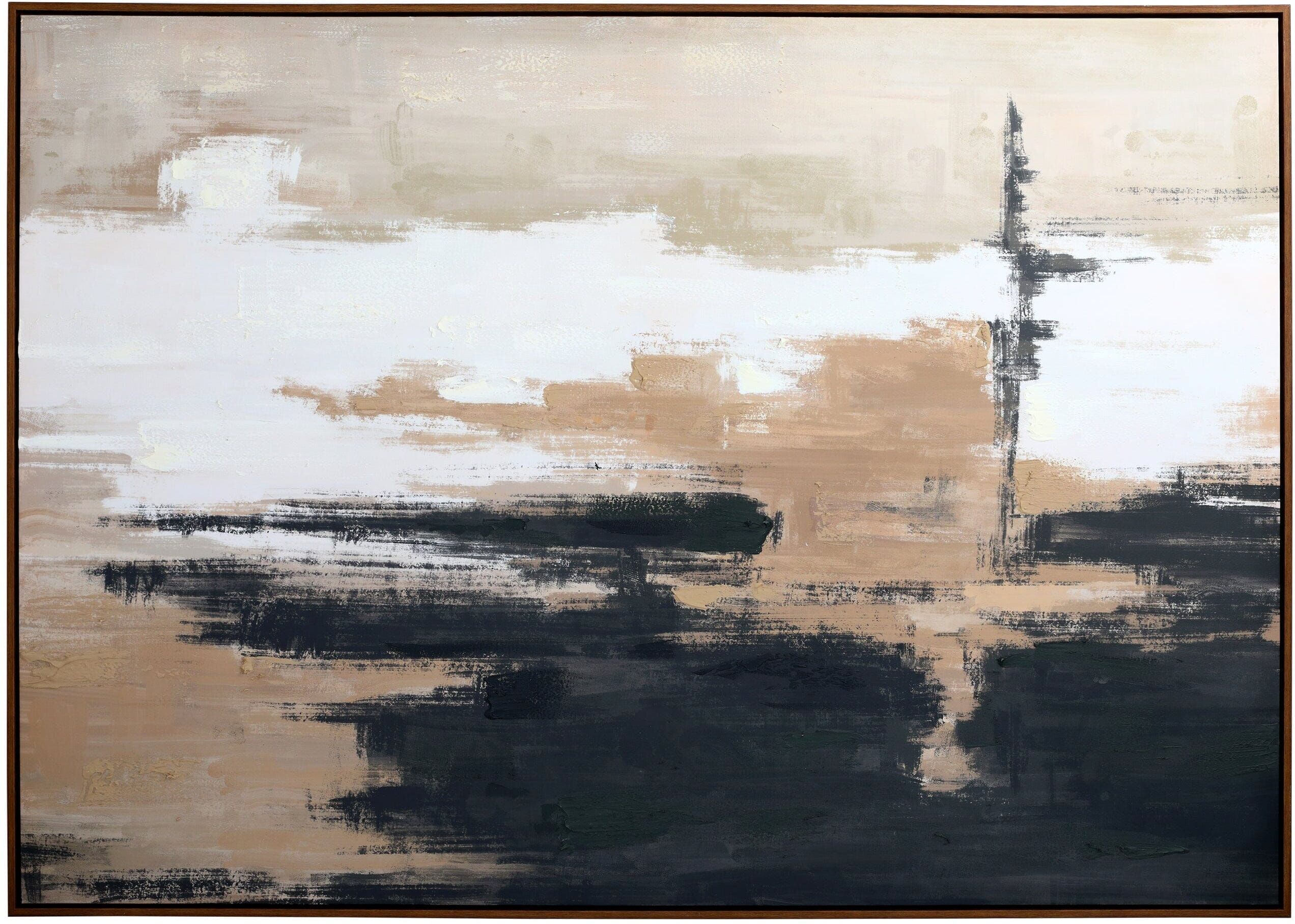 In Stock - Vannes Large Taupe & Black Abstract Framed Wall Art