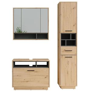 Vicco Badmöbel-Set Beatrice, artisan eiche, 3-teilig, mit Waschbeckenunterschrank, Spiegelschrank & Badschrank