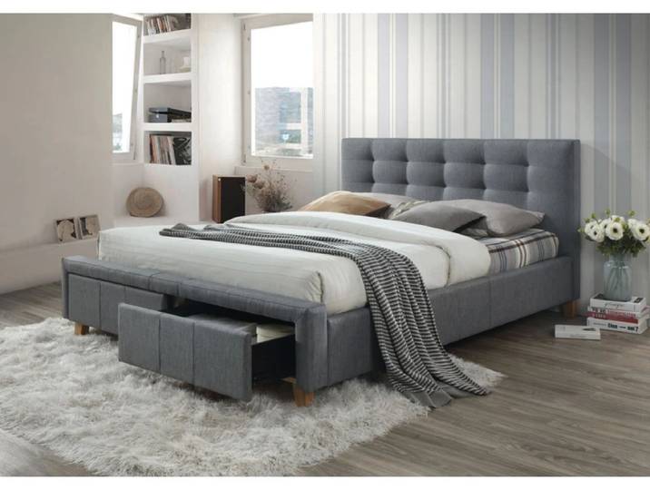 Angebot Grau Doppelbett ASCOT 160 x 200 cm II. Qualität