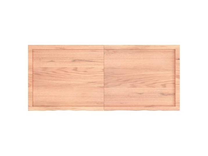 KTHLBRH Tischplatte Eiche massiv 140 x 60 x (2-6) cm hellbraun Lange Seitenkante, gebrauchsfertig, lackiert, handgefertigt, für Ersatztisch