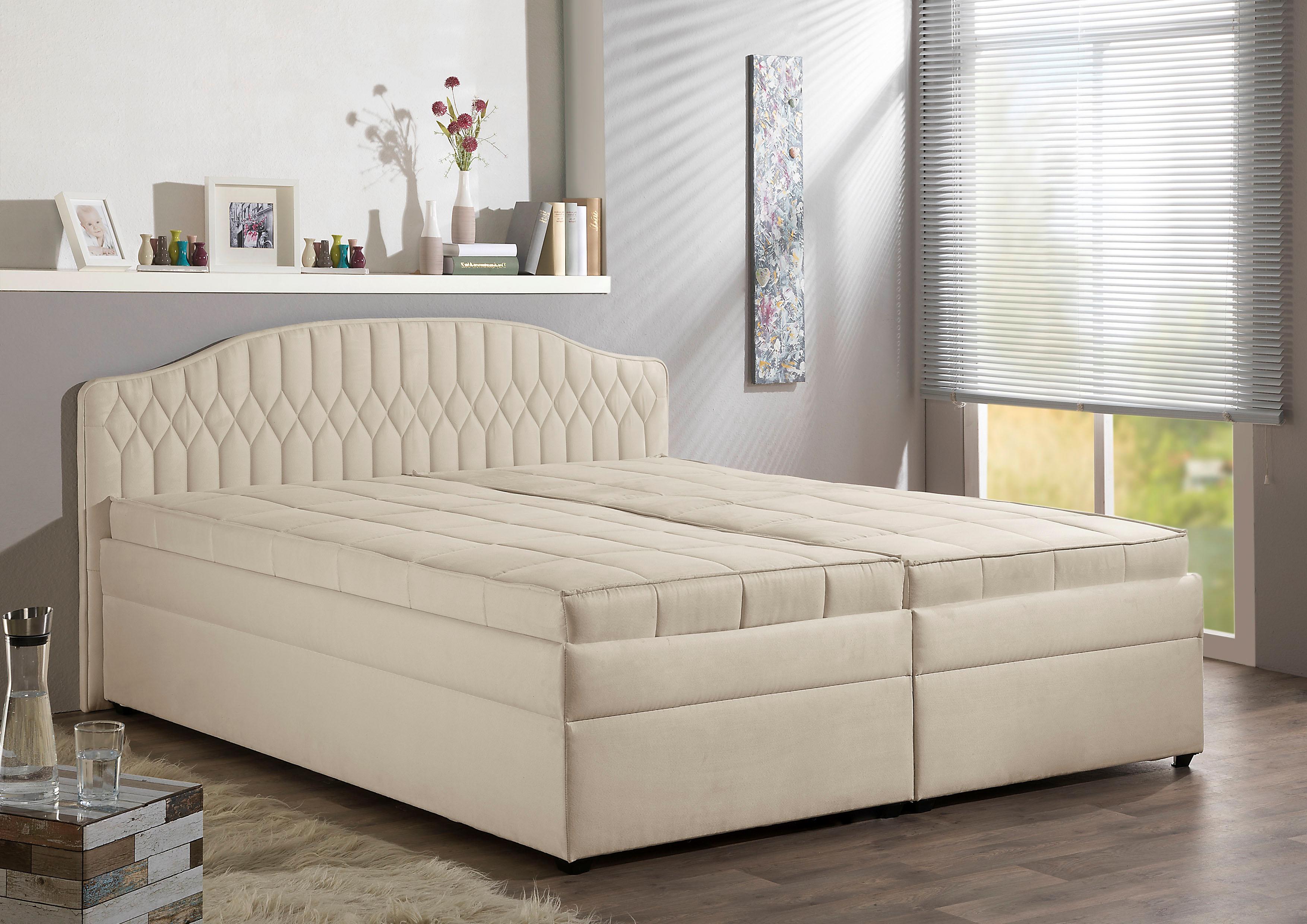 Polsterbett MAINTAL, beige (creme), B:190cm, Betten, Polsterbett creme Liegefläche Länge B: 200cm x 180cm, ohne Fleckschutz, Bonnell-Federkernmatratze H2