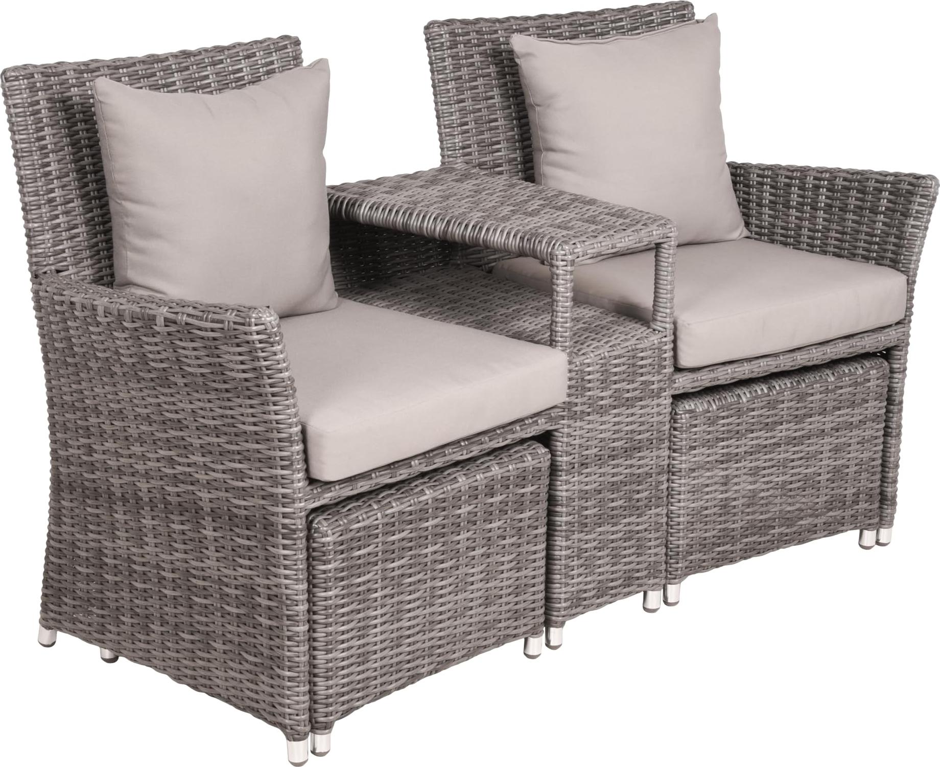Gartenstuhl URBAN mit Hocker - Kunststoff, Grau | Relaxsessel Wetterfest Gartenstühle Outdoor