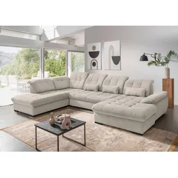 Wohnlandschaft Rigatti Beige Chenille mit Bettkasten