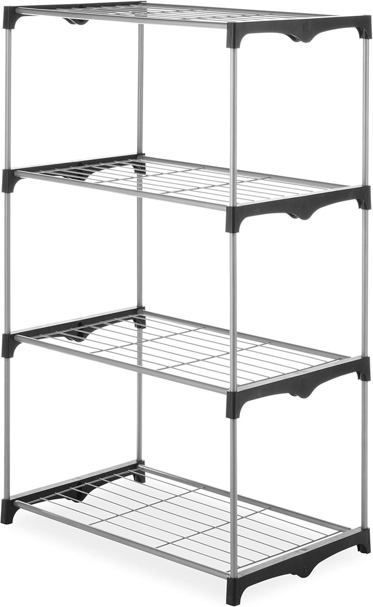 Merkloos Opbergrek met 4 Extra Sterke Draadplanken - Stellingkast Systeem - Zilver