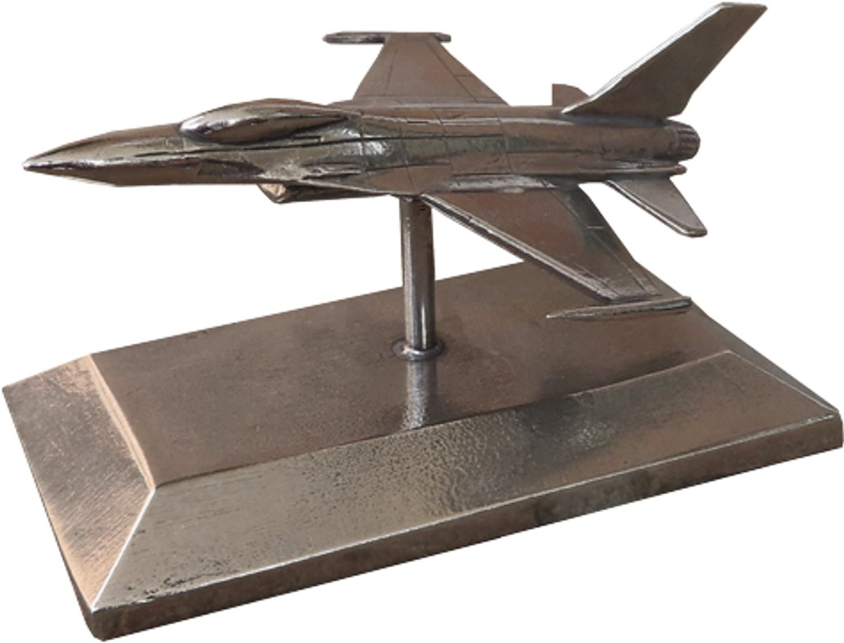 Tinnen miniatuur F-16 straaljager van De Tingieterij