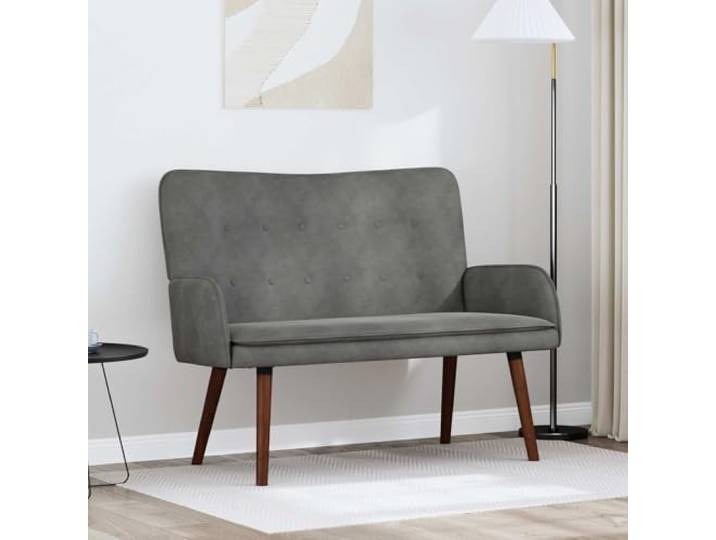 KFPOERTFGD 2-Sitzer Sofa Dunkelgrau Samt 115 x 61 x 87 cm Eleganter Samtbezug, Stabile Holz-Metall-Konstruktion