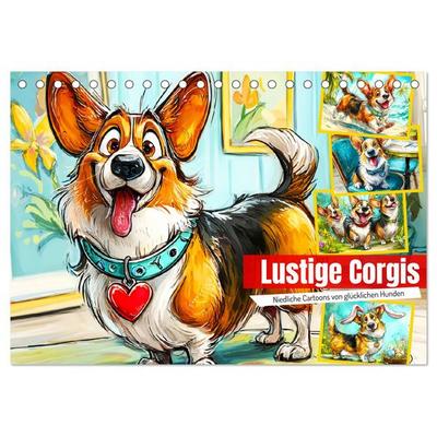 Lustige Corgis. Niedliche Cartoons von glücklichen Hunden (Tischkalender 2026 DIN A5 quer), CALVENDO Monatskalender