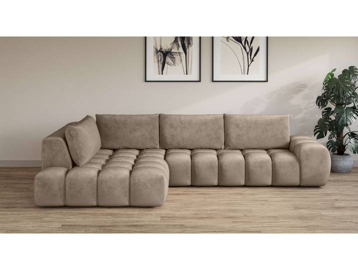 Ecksofa, Grau (Taupe), 296x176,5 cm, 100% Polyester, Lose Rückenkissen, Modern, Inosign