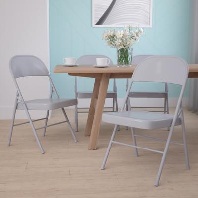 Flash Furniture 4 Pack Double Braced Metal Folding Chair
