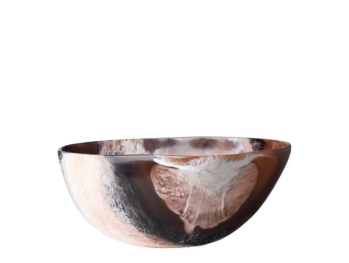 Schale FINK ESPRESSO , braun (braun, weiß), B:34,5cm H:15,5cm T:24,5cm, Schüsseln, Schale