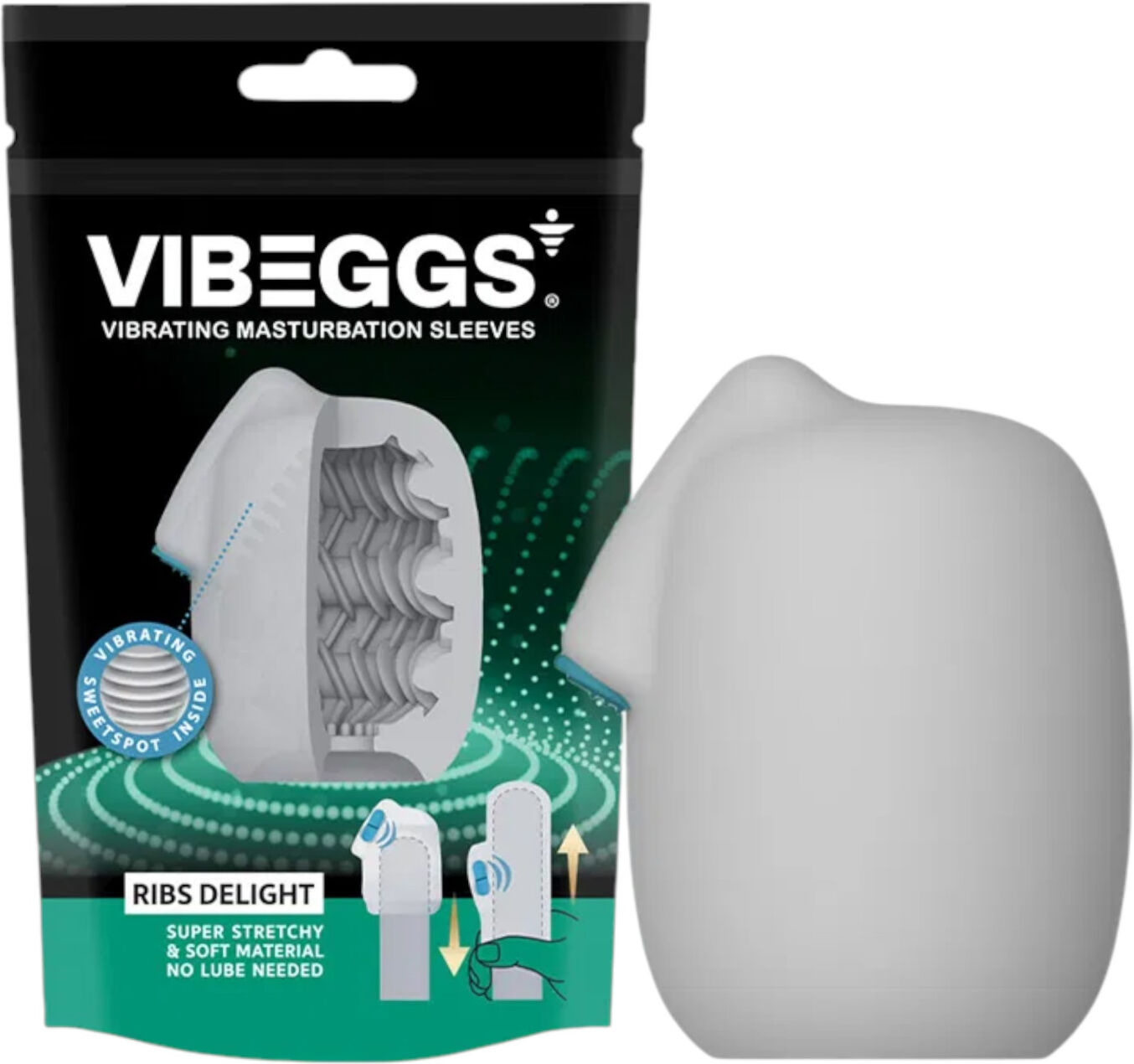 VIBEGGS Ribs Delight - vibrating egg masturbator (white)
