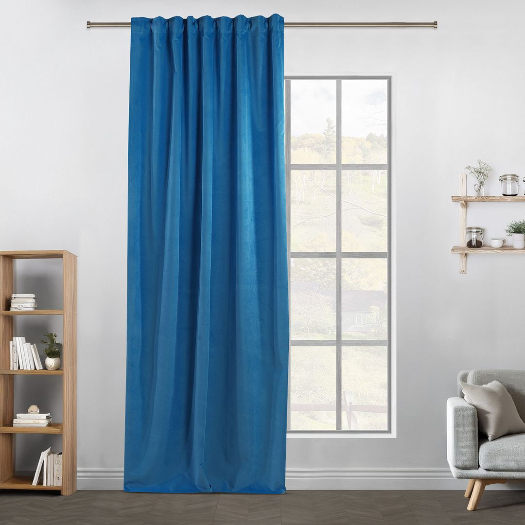 Lilijan Home & Curtain Extra Long & Extra Wide Matte Velvet Curtain Panel 42 HONOLULU BLUE 130 cm Width x 475cm Drop