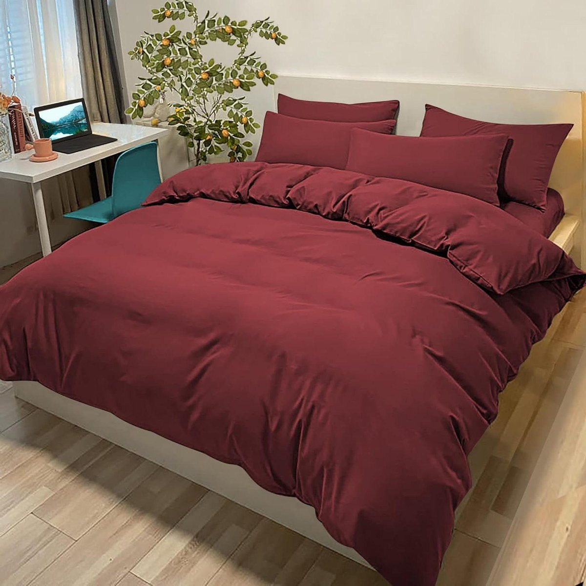 Bordeauxrood Hypoallergeen Dekbedovertrek Set 220x240 cm