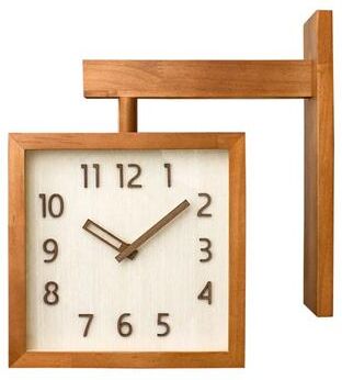 Uplift Picks Wooden Corner Wall Clock Double Sided Silent Decorative Design brown