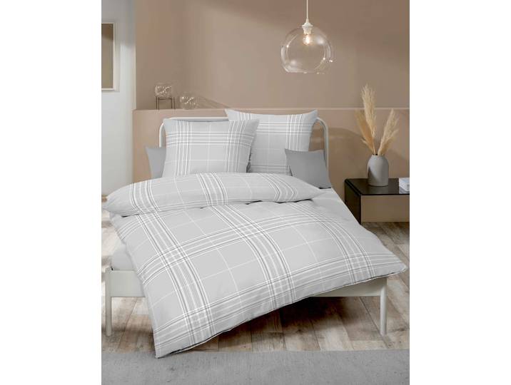 Bettwäsche KAEPPEL Pure , silber, B/L: 135cm x 200cm, Edel-Köper-Flanell, B/L: 80cm x 80cm, 2 Stk., Edel-Köper-Flanell, Obermaterial: 100% Baumwolle, Bettwäsche, Bettwäsche