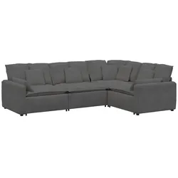 vidaXL Modulares Sofa mit Kissen Cordstoff Dunkelgrau