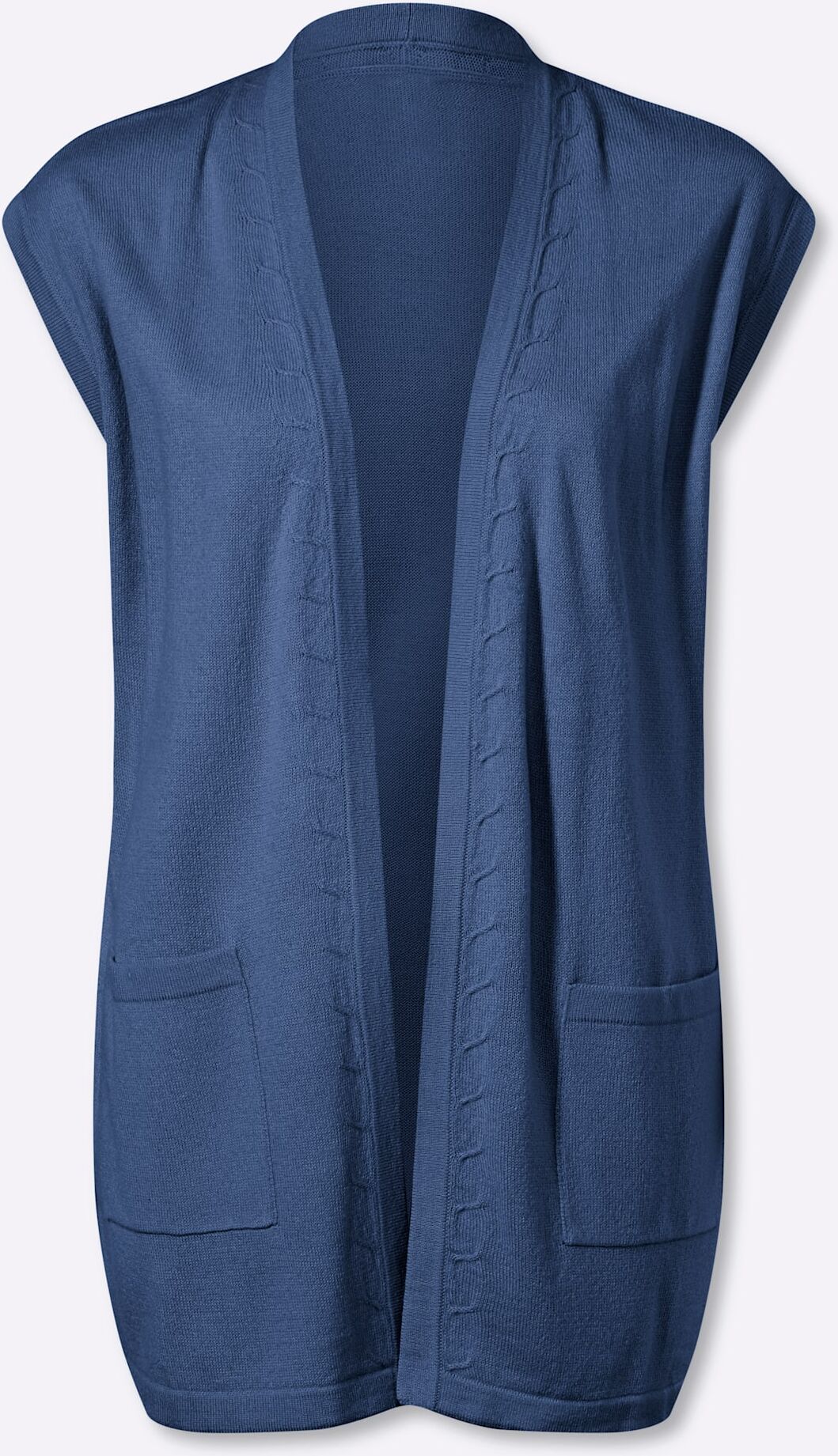 Strickweste CLASSIC BASICS, Damen, Gr. 38, blau (jeansblau), 100% Polyacryl, unifarben, Westen Strickweste jeansblau 38