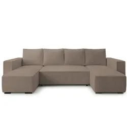 WOHNLANDSCHAFT CUDDY U mit Schlaffunktion und Bettkasten, Farbe: Braun, Cordstoff