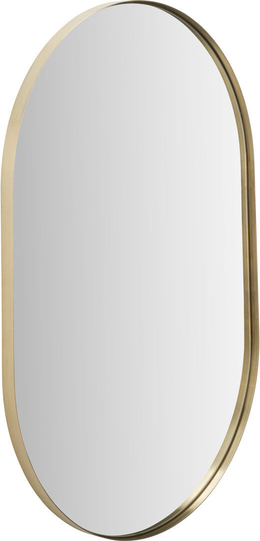 17 Stories Stainless Steel Oval Mirror Brushed Gold 90cm H X 3cm D