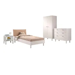 JUGENDZIMMER SET 90x200 Keeley Buche Weiß Holz Komplett Komfort Stabil