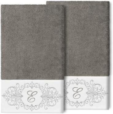 Authentic Hotel and Spa 100% Turkish Cotton Monica 2PC Embellished Bath Towel Set