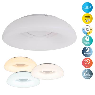 NÄVE LED Deckenleuchte "Karim", weiß, 1, Ø 48cm H: 12cm, 1 Stk., Leuchten, Dimmbar per Funk-Fernbedienung, CCT, Memory, Nachlicht, Timer, D: 48cm, LED Deckenleuchte