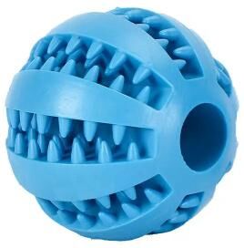 Inspired Living Natural Rubber Dog Treat Ball For Chewing, Cleaning And Play blue 5cm