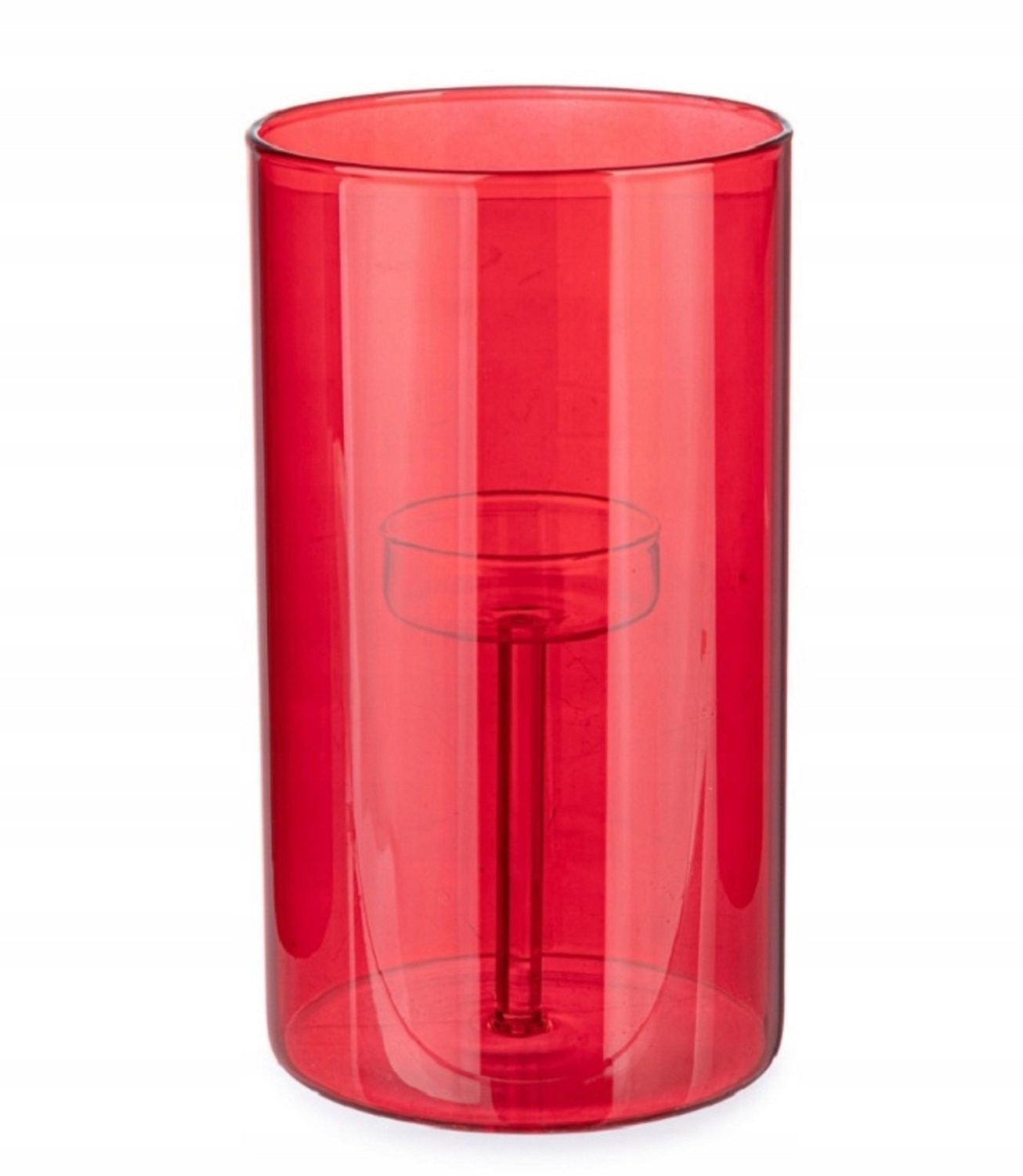 Bizzotto Sheer Red Glazen Kaarsenhouder - Rood