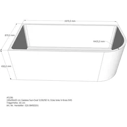 Badewannenträger passend für Galatea S 190/90 VL links 190 × 90 × 50 cm