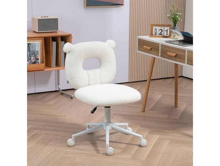 LPOSPI Chaise de bureau pour enfant - chaise ergonomique réglable sans accoudoirs assise confortable blanc