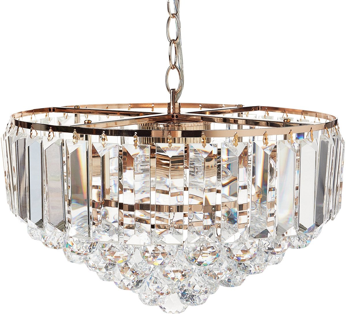 Beliani Glamour Kroonluchter Hanglamp van Metaal, Glas en Kristal