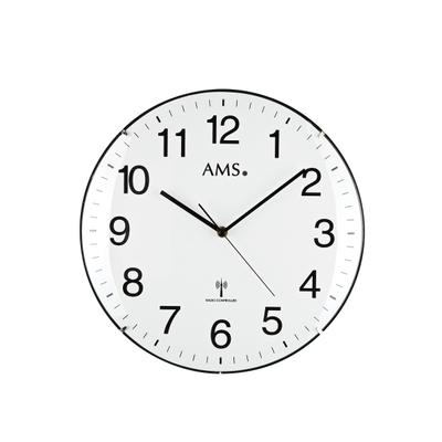 Funkwanduhr AMS "F5960", weiß, Wanduhren, Ø 32cm, Quarzuhr, Kunststoff, Ø 32 cm, gute Ablesbarkeit, Wohnzimmer, Küche